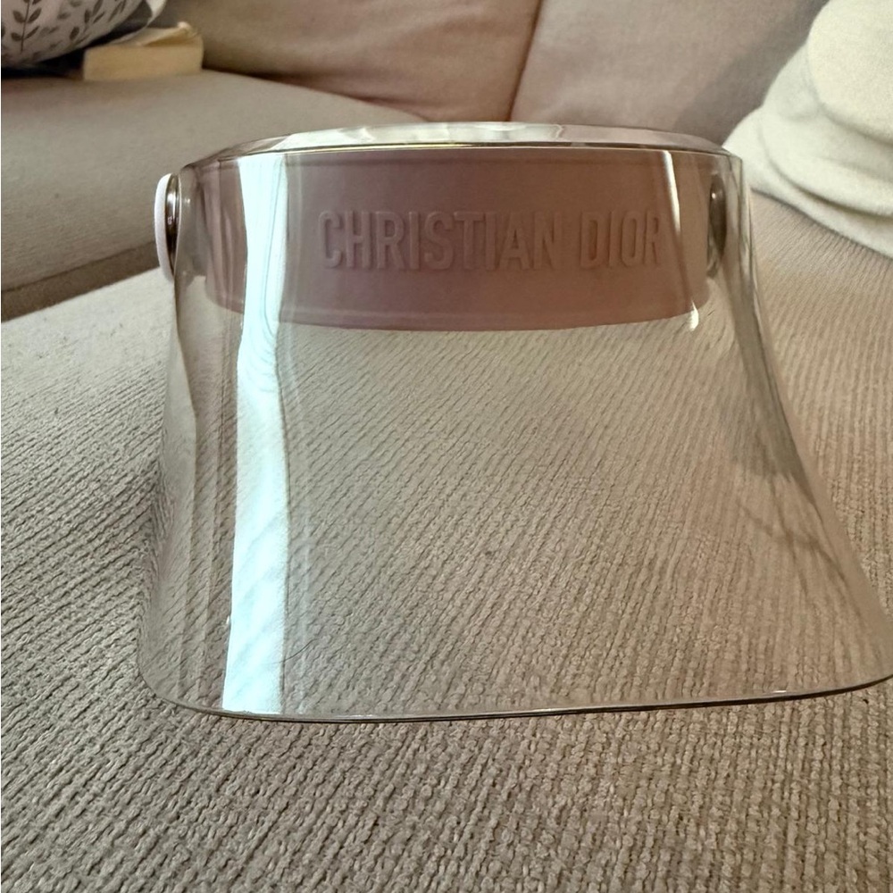 Authentic Dior Gray Accent Visor with Minimalist Design